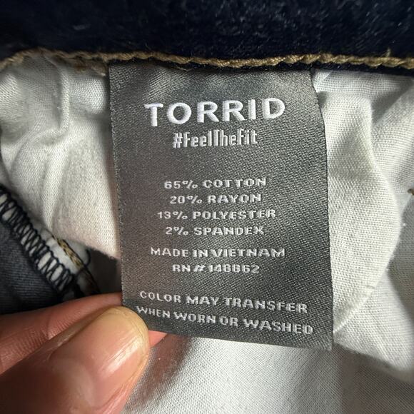 Torrid Feel The Fit 2R Distressed Jogger Jeans Blue Elastic Waist Denim Pants - Picture 3 of 7